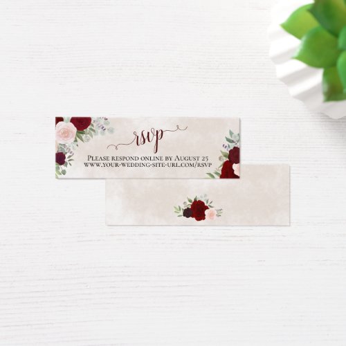 Blush Pink  Red Roses Wedding RSVP Online Card