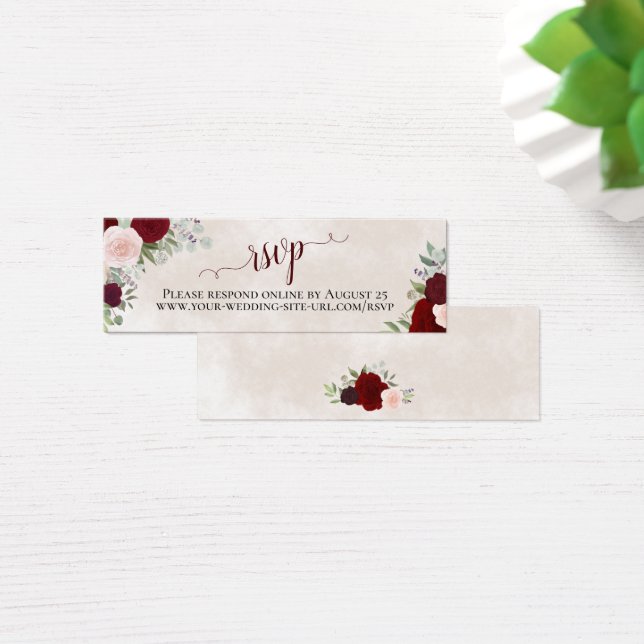 Blush Pink & Red Roses Wedding RSVP Online Card (Desk)