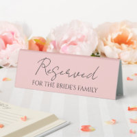 Blush Pink Reserved for Bride's Family Wedding