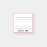 Blush Pink Retro Add Your Name Lined  Post-it Notes