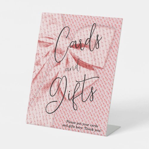 Blush Pink Retro Bow Cards and Gifts Script  Pedestal Sign