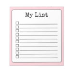 Blush Pink Retro Custom Checklist Lined Notepad