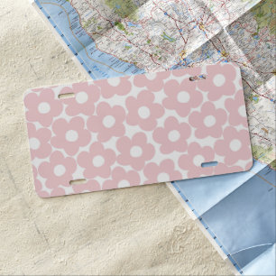 Blush Pink Retro Daisies #1 #decor #art License Plate