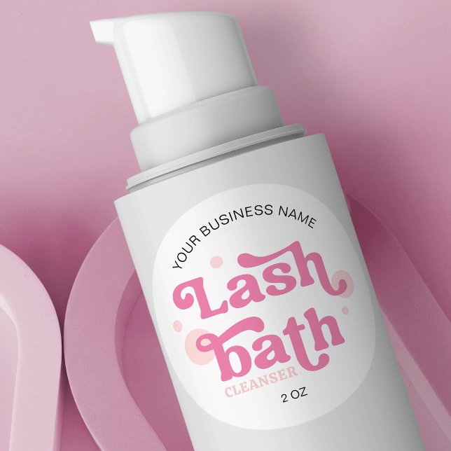 Blush Pink Retro Lash Bath Foam Cleanser Classic Round Sticker (Creator Uploaded)