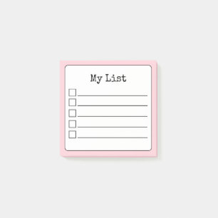 Blush Pink Retro Lined Checklist Post-it Notes