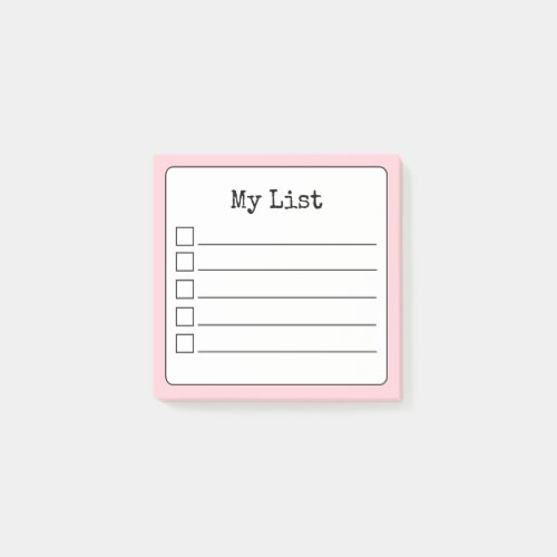 Blush Pink Retro Lined Checklist Post-it Notes