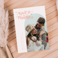 Blush Pink Retro Love & Thanks White Arch Wedding