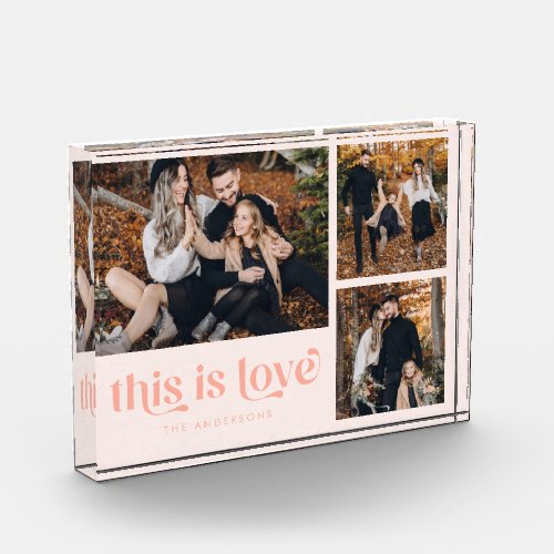 Blush Pink Retro This is Love Collage Photo Block