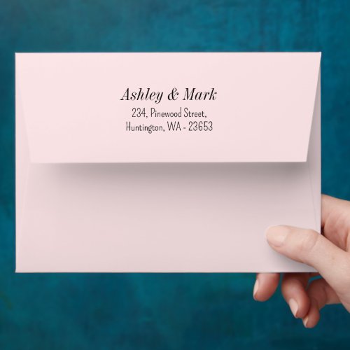 Blush Pink Return Address Wedding  Envelope