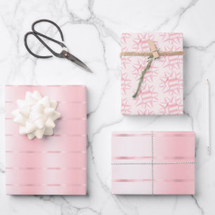 Blush Pink Ribbon Bow Bridal Shower Wrapping Paper Sheets