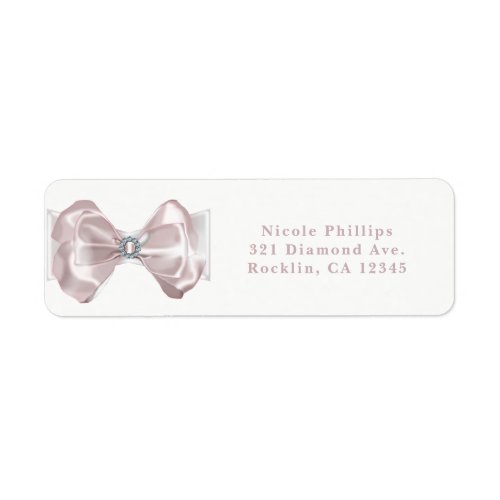Blush Pink Ribbon  Diamonds Elegant Invitation Label