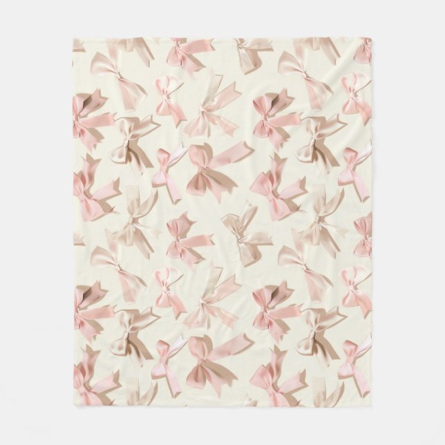 Blush Pink Ribbon Pattern Blanket | Soft Feminine  (Front)