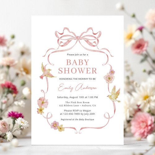 Wildflower Pink Floral or wildflower baby shower invitation