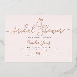 Blush Pink Ring Rose Gold Bridal Shower Foil Invitation