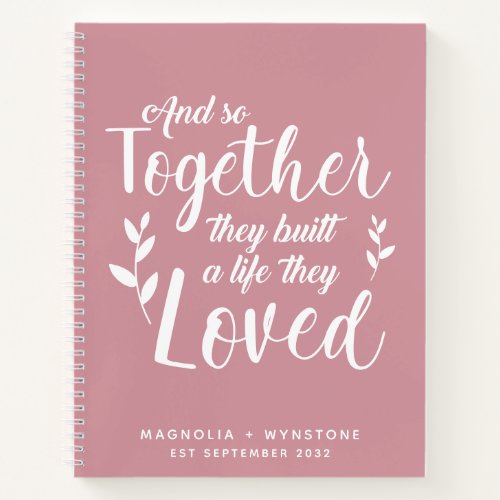 Blush Pink Romantic Couples Scrapbook Notebook
