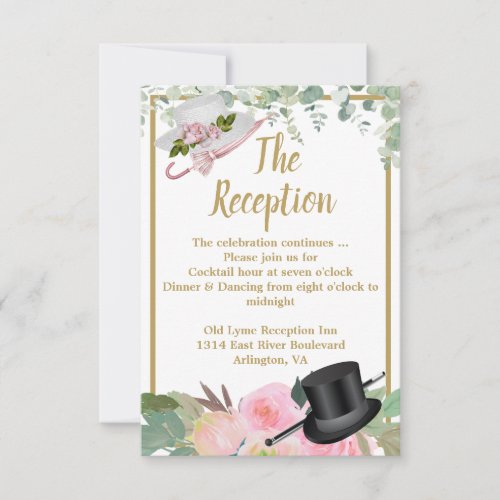 Blush Pink Romantic Floral Wedding Reception Card
