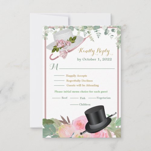 Blush Pink Romantic Floral Wedding   RSVP Card