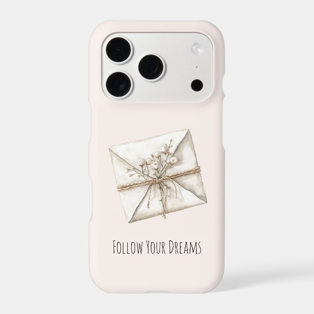 Blush Pink Romantic Flowers Envelope Dreams iPhone Case (Back)