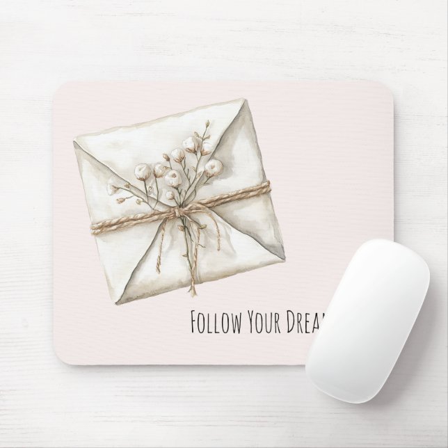 Blush Pink Romantic Flowers Envelope Dreams Mouse Pad (With Mouse)