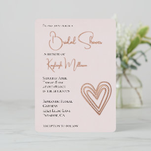Blush Pink Romantic Layered Heart Bridal Shower Foil Invitation