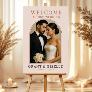 Blush Pink Romantic Photo Wedding Welcome Sign