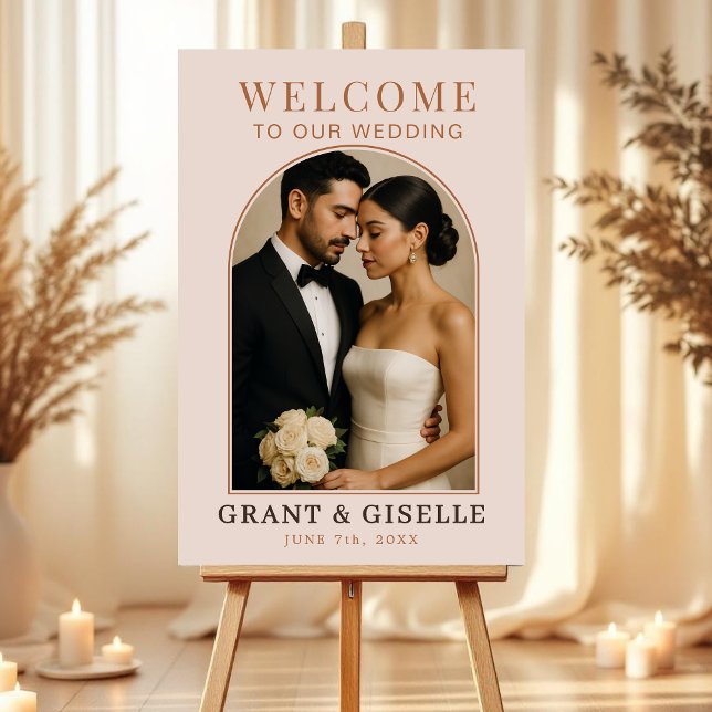Blush Pink Romantic Photo Wedding Welcome Sign  (Creator Uploaded)