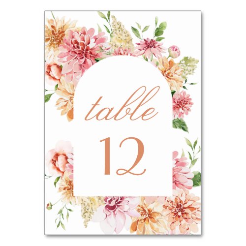 Blush Pink Romantic Summer Floral Bridal Shower  T Table Number