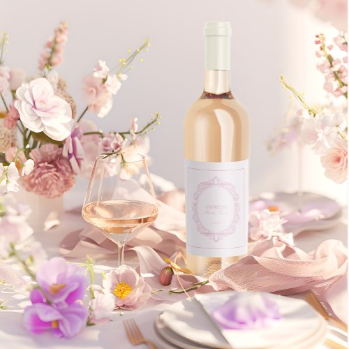 Blush Pink Romantic Vintage Bridal Shower Wine Label