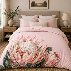 Blush Pink Romantic Watercolor Floral Duvet Cover