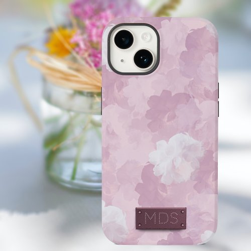 Blush Pink Romantic Watercolor Floral Monogram  Case_Mate iPhone 14 Case