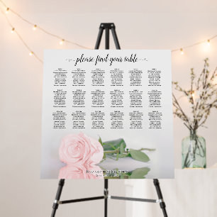 Blush Pink Rose 18 Table Wedding Seating Chart Foam Board