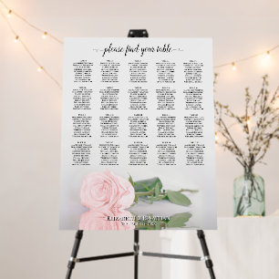 Blush Pink Rose 20 Table Wedding Seating Chart Foam Board