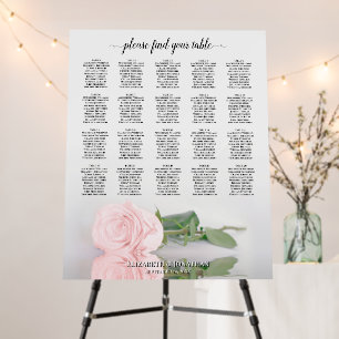 Blush Pink Rose 20 Table Wedding Seating Chart Foam Board
