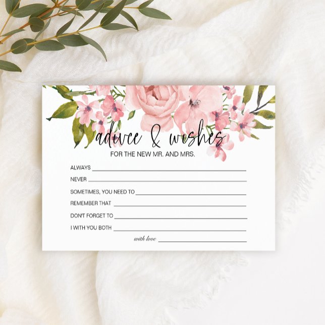 Blush Pink Rose Advice Well Wishes Wedding Stationery (Creator Uploaded)