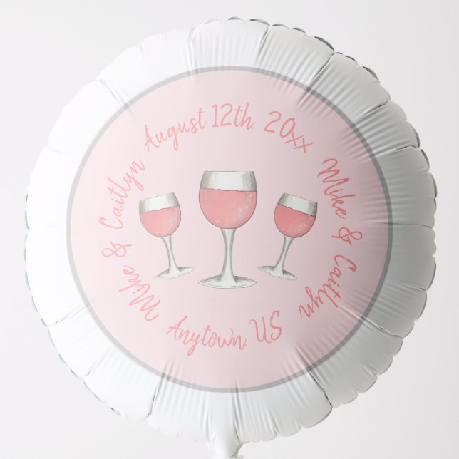 Blush Pink Rose All Day Rosé Wine Bridal Shower Balloon (Front)