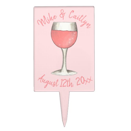 Blush Pink Rose All Day Ros Wine Bridal Shower Cake Topper