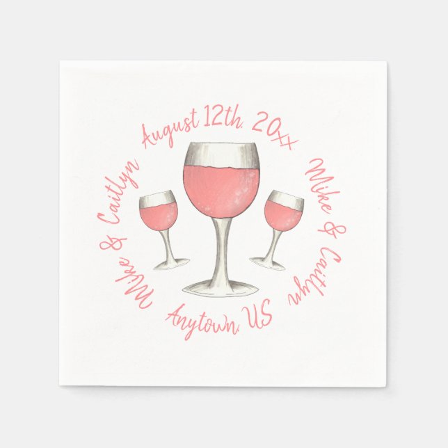 Blush Pink Rose All Day Rosé Wine Bridal Shower Napkins (Front)