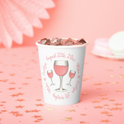 Blush Pink Rose All Day Ros Wine Bridal Shower Paper Cups