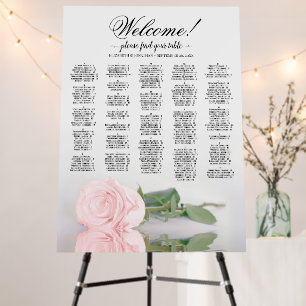 Blush Pink Rose Alphabetical Seating Chart Welcome Foam Board