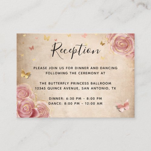 Blush Pink Rose and Gold Elegant  Enclosure Card