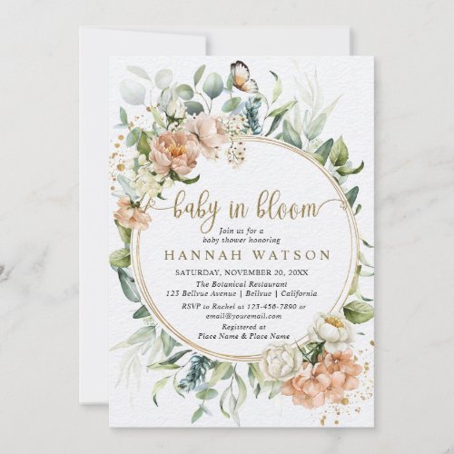 Blush Pink Rose Baby in Bloom Baby Shower Invitation