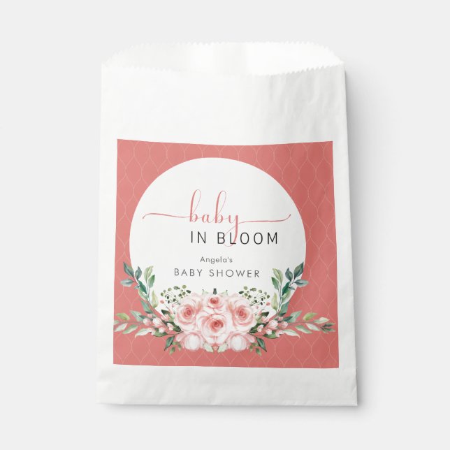 Blush Pink Rose Baby in Bloom Shower  Favor Bag (Front)