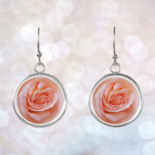 Blush Pink Rose Bloom Floral Earrings