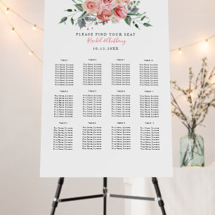 Blush Pink Rose Boho Wedding Seating Chart Guest Foam Board
