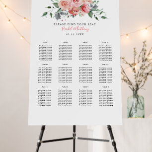 Blush Pink Rose Boho Wedding Seating Chart Guest Foam Board