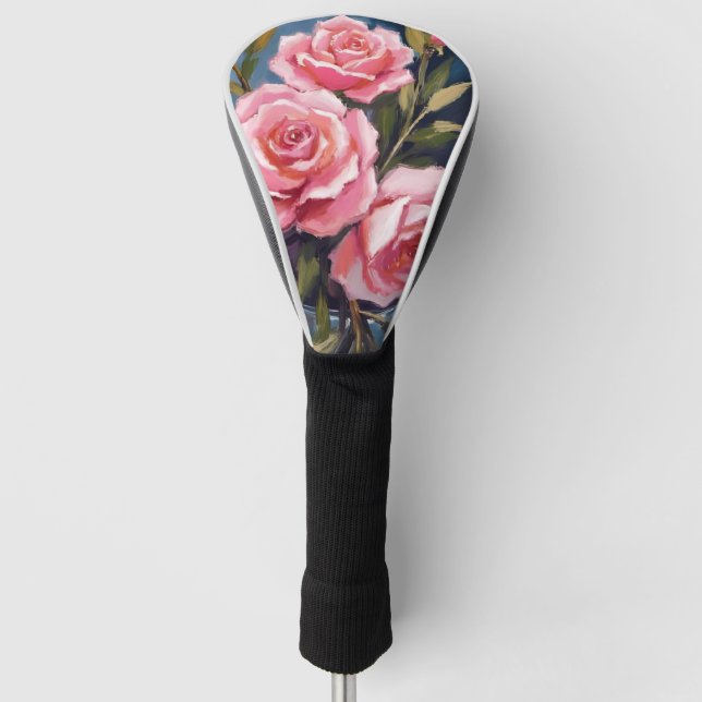 Blush Pink Rose Bouquet Painted Golf Head Cover (Front)