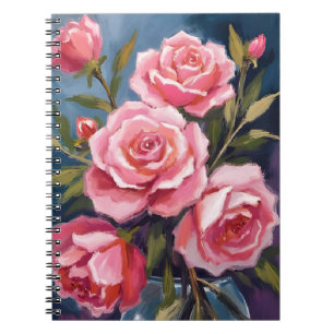 Blush Pink Rose Bouquet Painted Notebook