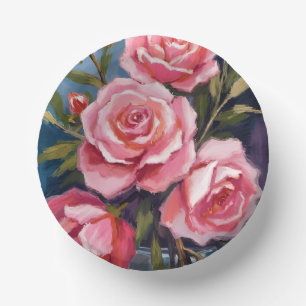 Blush Pink Rose Bouquet Painting  Paper Bowls