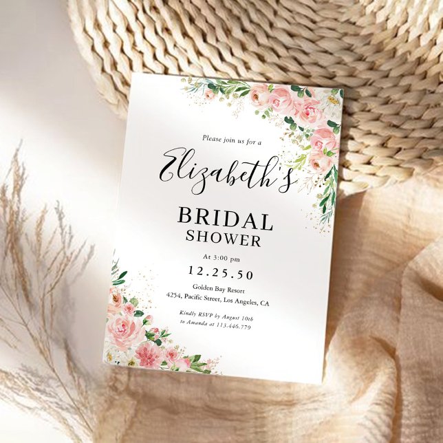 Blush Pink Rose Bridal Shower Invitation (Creator Uploaded)