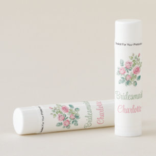 Blush Pink Rose Bridesmaid Bridal shower Floral  Lip Balm
